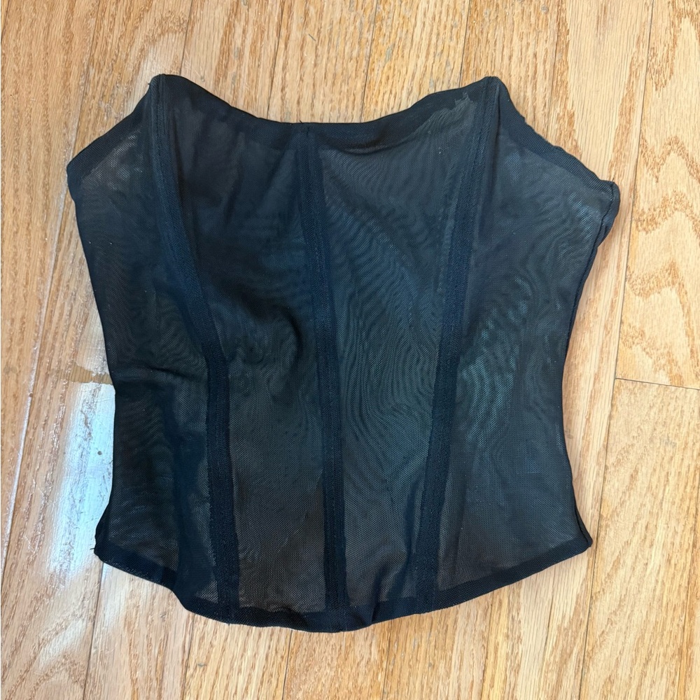 Princess Polly Azriel Strapless
Bustier Size 4 Black sheer Corset Top